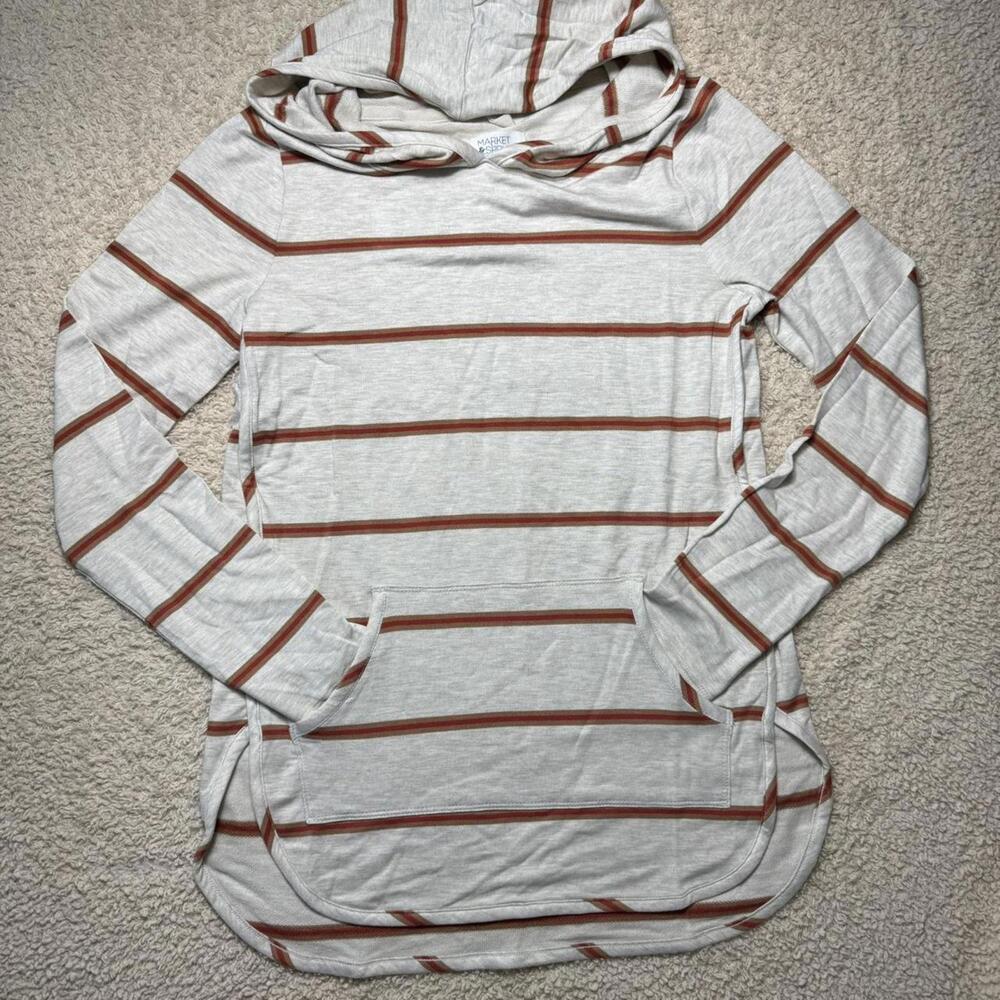 Market & Spruce Striped Brena French Terry Hoodie Sweatshirt XS NWT